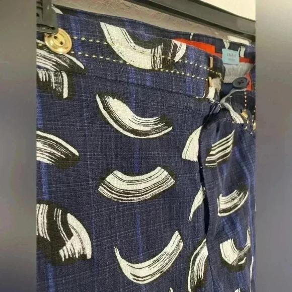 Anthropologie Cartonnier Blue Charlie Macaroni Brushstroke Trouser Pants Size 6 - Picture 6 of 12